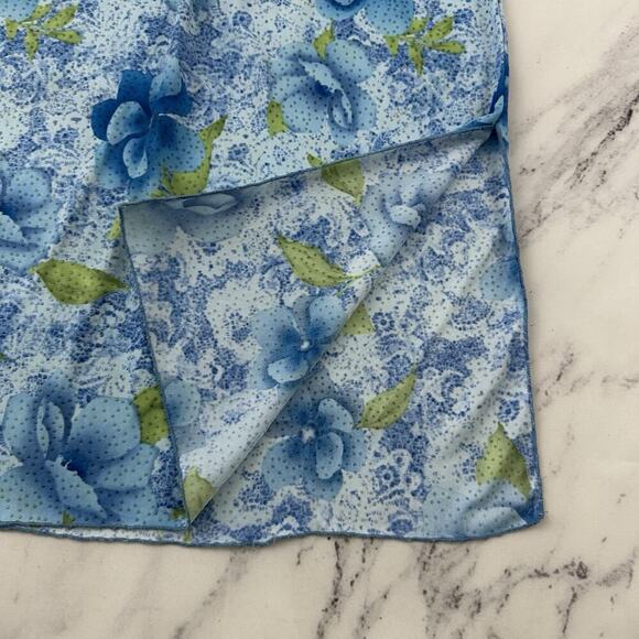 Xhilaration Womens Vintage Y2k Slip Skirt Size M Blue Green Floral Side Slit - Picture 5 of 11